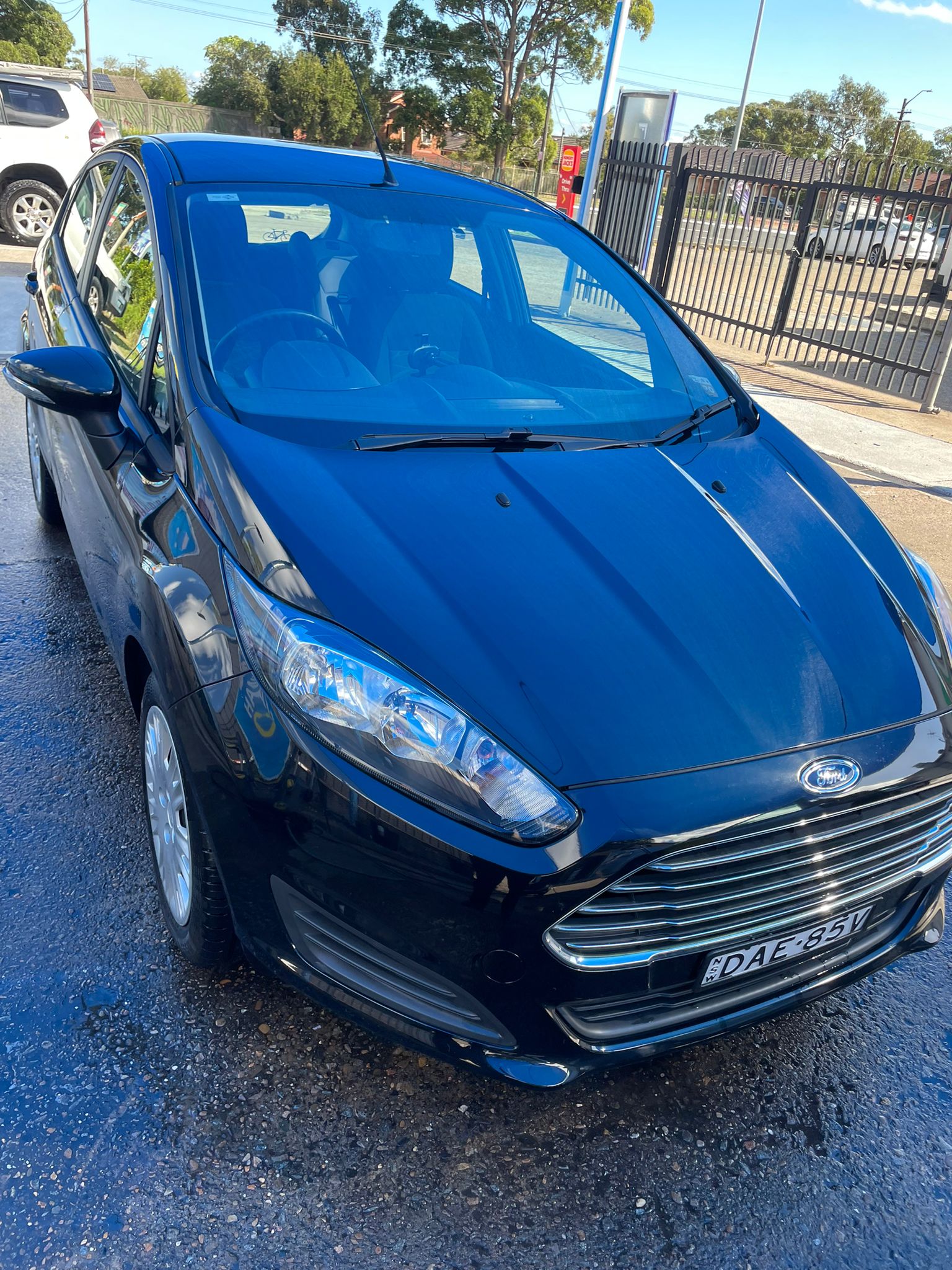 Freshly washed blue Ford at Engadine Hand Car Wash